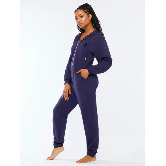 0153 Savage X Fenty Forever Savage Hooded Onesie Navy Blue L NWT - Picture 2 of 10